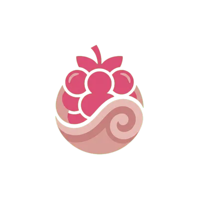 Logo da Amora Doceria: uma amora estilizada em tons de rosa